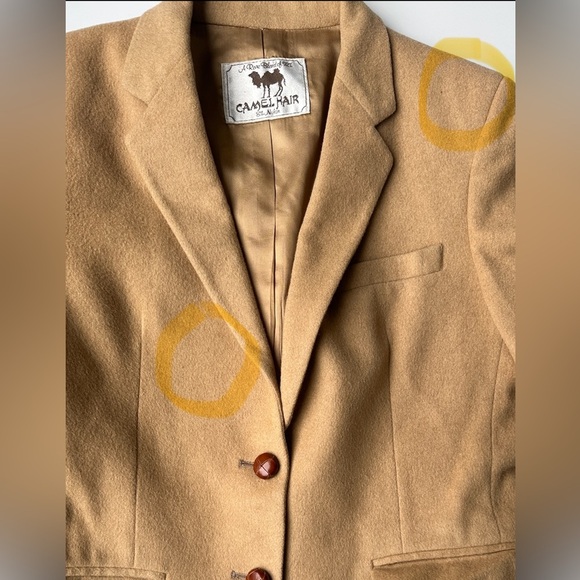Vintage Camel Hair Blend Tan Thick Lined Button Blazer Jacket Women’s Small - Picture 7 of 7